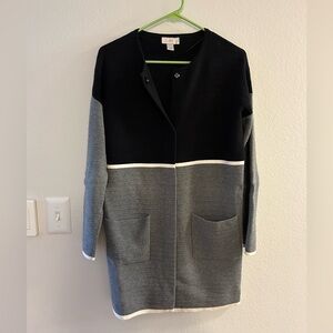 LOFT Black and Gray Colorblock Cardigan